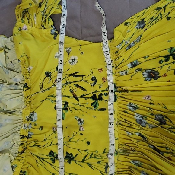 o.p.t Floral Vimmy Tiered Pleated Maxi Dress Yellow Size L - Picture 11 of 12